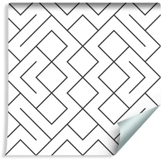 Muralo Tapete Schwarz-weißes geometrisches Muster Vlies Figuren futuristisch optisch Schlafzimmer Wohnzimmer Küche Kinderzimmer - 443098213
