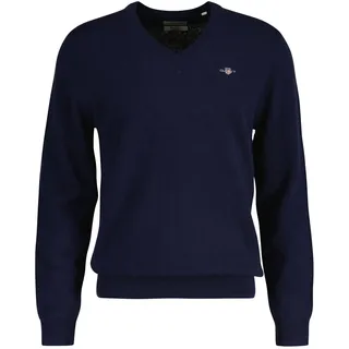 GANT Strickpullover, V-Neck, Wolle - EXTRAFINE LAMBSWOOL V-NECK blau, M,