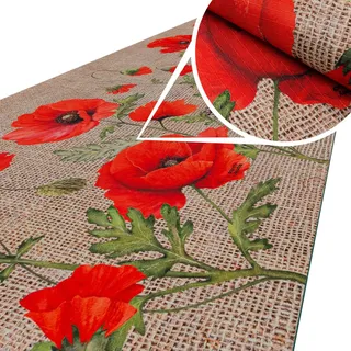 ANRO Küchenteppich Küchenläufer Teppich Läufer Küche waschbar rutschfest Mohnblumen Abwaschbar 100 x 52cm