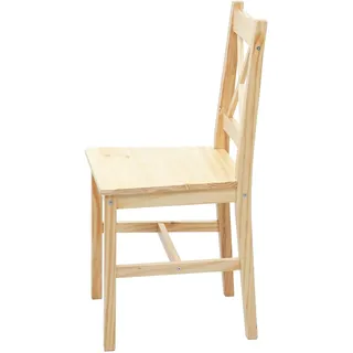 Mendler 2er-Set Esszimmerstuhl HWC-F77, Lehnstuhl Küchenstuhl Stuhl, Massiv-Holz Landhaus - Kiefer lasiert