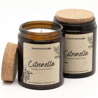 Citronella Kerze aus Sojawachs - 120 Std. Brenndauer, 2 Stk Duftkerzen-Set für Camping, Garten-Kerze, Outdoor/Indoor, im Freien - natürliches Citronellaöl, Zitronella, Lemongrass