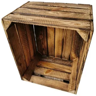 Teramico Holzkiste Obstkiste Vintage Geflammt 50 x 40 x 30cm, Vintage Obstkiste braun