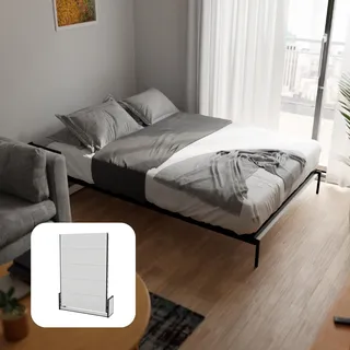 Wallbedking - Murphy Schrankbett Vertikal Studio 140x190 cm (Doppelbett) – Platzsparendes verstecktes Wandklappbett für Gästezimmer, Studios und kleine Räume