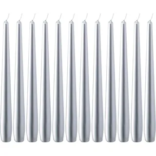 Bolsius - Spitzkerzen - Silber - 12 Stück - 245 x 24mm