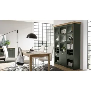 Standregal Landhaus Buffetschrank Cambridge Wohnzimmer Regal Flaschenhalter grün