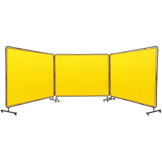 Vevor 3-Panel-Schweißvorhang 1,8 x 2,4 m Schweißschutzvorhang aus Flammhemmendem Vinyl Schweißschutzwand mit 12 Schwenkrädern und einem 6-stufigen UV-Schutz Schweißerdecke Schweißschutz Gelb