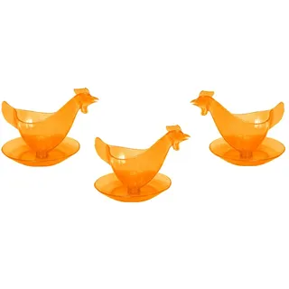 Sonja PLASTIC Eierbecher Huhn in 3er Set Leuchtorange, Hühnereierbecher