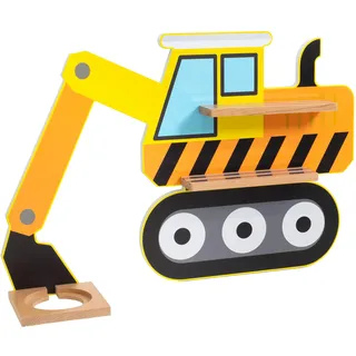 kamelshopping Regal für Kinder Audiobox und Hör-Figuren | aus Holz | Wandregal für Musikbox | inkl. Montagematerial (Bagger)