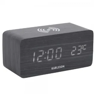 Karlsson Uhr Wecker Block Phone Charger LED Black Veneer