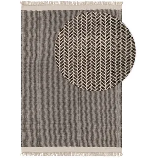 benuta pure Wollteppich Kim Schwarz/Weiß 160x230 cm - Naturfaserteppich aus Wolle