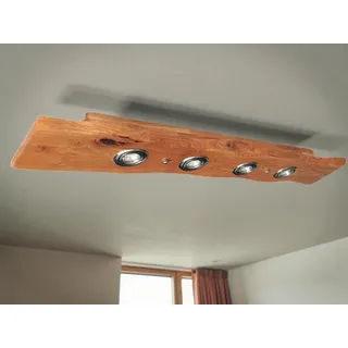 FRIESENLICHT Deckenlampe Holz mit Baumkante Dunkel geölt rustikal Led Vintage Set Leuchte Wildeiche Massiv GU10 Dimmbar ohne Dimmer Austauschbar (50 cm/2 Spots)