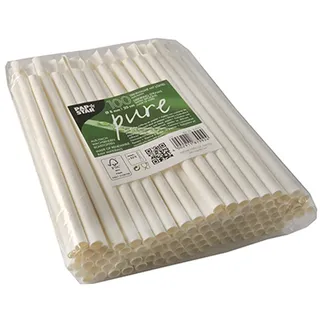Papstar Trinkhalme mit Löffel 20 cm 100 St. Weiß
