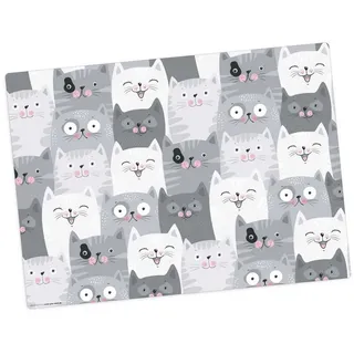 Tischsetmacher Platzset Tischset,  Platzset abwaschbar - für Kinder - Katzen Konferenz, (aus erstklassigem Vinyl (Kunststoff - BPA-frei), 1-St., 44 x 32 cm - rutschfeste Tischdekoration), Made in Germany