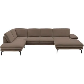 Dieter Knoll Wohnlandschaft, Braun, Metall, 4-Sitzer, U-Form, 344x208 cm, Fußauswahl, Stoffauswahl, Sitzqualitäten, seitenverkehrt erhältlich, Hocker Rücken echt, individuell planbar, Wohnzimmer, Sofas & Couches, Wohnlandschaften, Wohnlandschaften in U-Form