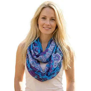 Sunsa Damen Loop Schal. 100% Baumwolle Schlauchschal für Frühlings/Sommer. | Loopschal mit farbenfrohen Design in bunt. Tücher und Schals als Frauen Geschenk. Damenschal weich - circa Durchmesser ca.: 88 cm, Breite ca.: 53 cm