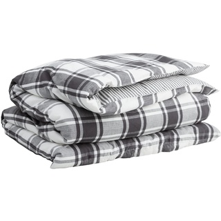 GANT Flannel Check Bettdeckenbezug einzeln Farbe Antracite Größe 135x200cm kariert Baumwolle Winterbettwäsche