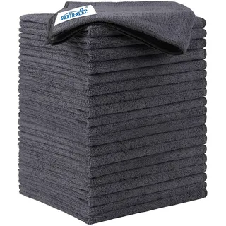 HOMEXCEL Grau Mikrofasertücher 20 Stück, Wiederverwendbare Küchen-Mikrofaser-Reinigungstücher, Lappen Putztücher Geschirrtücher, Fusselfreie Waschbare für Zuhause, Fenster, Auto 30 x 30 cm