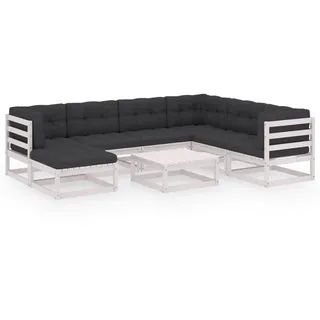 vidaXL Garten-Lounge-Set 8-tlg. Kiefer weiß