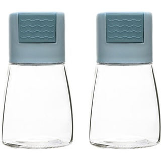 Superie Konische Gewürzflasche für die Küche, 180ml, Streuer aus Glas und Edelstahl, Salzstreuer mid Deckel, Gewürzstreuer, Gewürzgläser (2 STÜCK, BLAU)