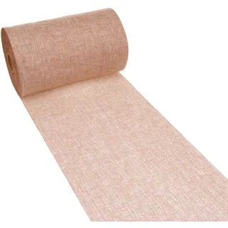 Deko AS GmbH DEKO AS Shabby Chic Leinenoptik Tischläufer, Polyester geruchsneutral, Kupfer, 20 cm x 25 m