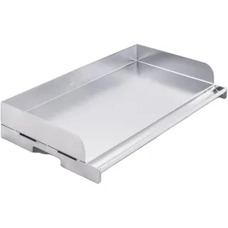Grillfürst Universal Edelstahl Plancha - Teppanyaki Pfanne aus Edelstahl, Grillplatte mit 5 cm Anschlag-Kante für Fisch, Gemüse und Fleisch, 50 x 28 cm