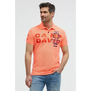 Poloshirt CAMP DAVID, Herren, Gr. M, orange (neon flame), Piqué, Material: 100% Baumwolle, bedruckt, regular fit normal, hoch geschlossener Ausschnitt, eingesetzt Bündchen, Shirts, aus Baumwolle