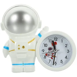 BESPORTBLE Astronauten Silberfarben aus Kunststoff Tischuhr mit Weckfunktion als Dekorative Uhr Niedliche und Praktischem Alarm für Restaurant oder Café