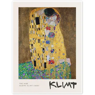 Posterlounge The Kiss Poster | 50 x 70 cm von Gustav Klimt Gold Wandbilder Wanddeko