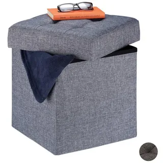 Relaxdays Sitzhocker mit Stauraum Polyester 38 x 41 x 38 cm Grau