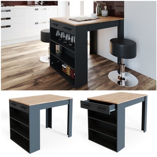 VICCO Bartisch REPOSE Tresen Tisch Regal Bistrotisch Schublade Eiche Anthrazit