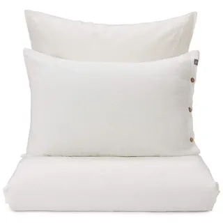 URBANARA Tolosa Halbleinen Bettwäsche 155x220 cm I 50% Leinen & 50% Baumwolle I Atmungsaktiver Bettbezug Set mit 80x80 cm Kissenbezug Oeko Tex 100 Sommerbettwäsche I Naturweiß