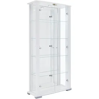 fif möbel Vitrine STELLA Standvitrine/Glasvitrine 2x Glastür,perfekt für Sammler,Sammlervitrine weiß
