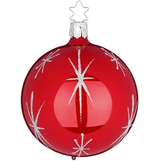 INGE-GLAS® Weihnachtsbaumkugel Christbaumkugel Sternentanz Rot opal Ø 8cm Inge-Glas (1 St), mundgeblasen, handbemalt rot