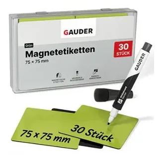 Gauder Magnetschilder ME-75x75, grün, 75 x 75 mm, für Handbeschriftung, 30 Stück