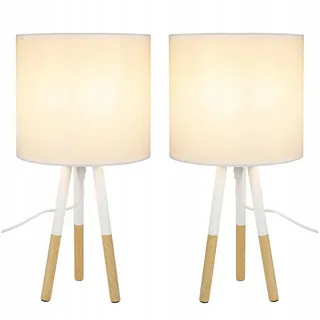 ZMH LED Tischleuchte Nachttischlampe Tischleuchte Holz - Tischlampe Schlafzimmer E27, LED fest integriert, ‎Nachttischlampe 19 cm x 39 cm x 19 cm