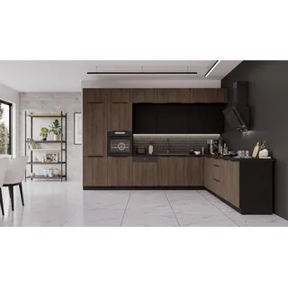 Küchen-Preisbombe Winkelküche MONZA + SIENA L-Form 350 cm schwarz
