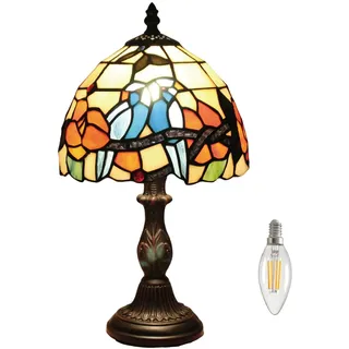Kinbolas 8 "Tischlampe Tiffany-Stil Buntglas Lampenschirme Vintage Schreibtischlampe Kleine Nachttischlampe Schlafzimmer Wohnzimmer Büro Lesen Antik Art Deco(Color:I-8)