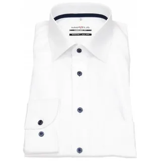 MARVELIS Businesshemd Comfort Fit bügelfrei Kentkragen Kontrastknöpfe weiß 39