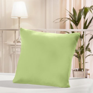 Erwin Müller Kuschelkissenbezug, Kissenhülle Single-Jersey Murnau lindgrün Größe 40x40 cm- bügelfrei, strapazierstark, elastisch, mit Reißverschluss (weitere Farben, Größen)