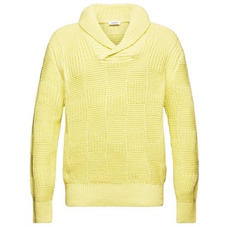 Esprit V-Ausschnitt-Pullover Grobstrick-Pullover mit Schalkragen gelb