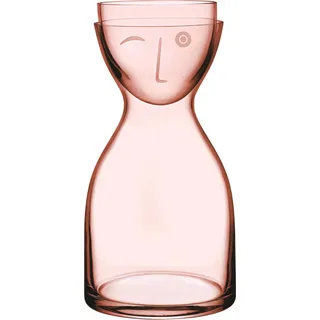 Mr. & Mrs. Wasserkaraffe 850 ml rosa mit Trinkglas 2 El.