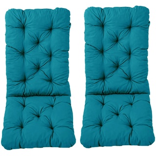 Ambientehome 2er Set Hochlehner Auflage Kissen Hanko Maxi, türkis, ca 120 x 50 x 8 cm, Rückenteil ca 70 cm, Polsterauflage