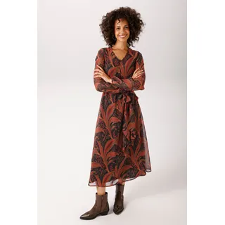 Aniston CASUAL Blusenkleid Braun/Rot/Orange/Grün/Gelb 44