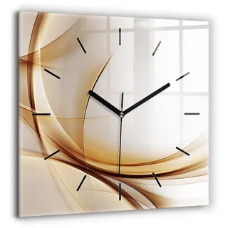 Tulup Wanduhr Rechteckige Glasuhr Goldene Abstrakte Uhr aus gehärtetem Glas schwarz 60 cm x 60 cm