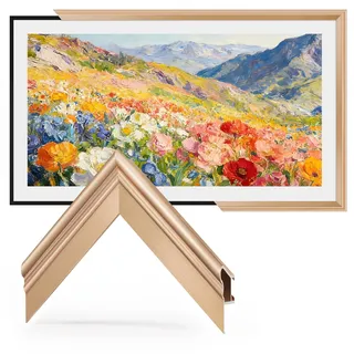 TV-Rahmen aus Metalllegierung für 65-Zoll Samsung The Frame&Pro, Kupfergold | Passend für die Modelle 2021-2026, LS03A/B/C/D/FA/FW/HE, LS03HW-moderne und minimalistische Einfassungen aus Metall