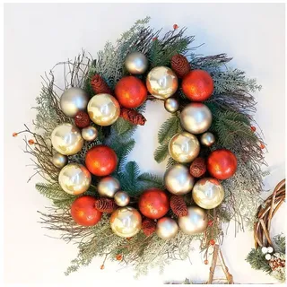 New Home Adventskranz Weihnachts-Türkranz mit Kugeln 60cm Dekokranz Weihnachtsdeko Wanddeko