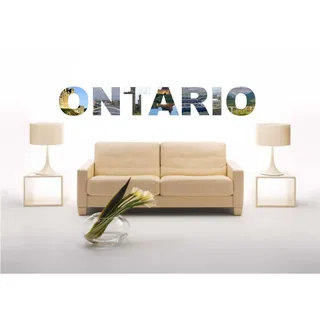 Indigos UG Wandtattoo Wohnzimmer - Wandsticker - Wandaufkleber - Aufkleber - Stadt Name Ontario mit einigen Sehenswürdigkeiten 60 cm - zur modernen Wandgestaltung im