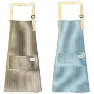LuxusKollektion Kochschürze Küchenschürze Damen Tasche Baumwolle Leinen 72cm*68cm Kaffee + Blau bunt