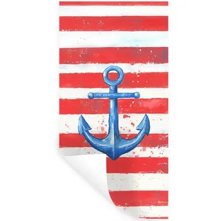 MuchoWow Wandsticker Anker - Farbspritzer - Rot - Blau (1 St), Wandaufkleber, Repositionierbar, Selbstklebend, 60x120 cm 60 cm x 120 cm x 0.1 cm