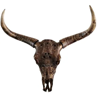 MichaelNoll Stierkopf Bullenkopf Bullenschädel Geweih Hörner Stier Wanddekoration Polyresin Riesig Luxus Groß - Moderne Wanddeko für Schlafzimmer oder Wohnzimmer - Deko Dekoration - XXL 72 cm